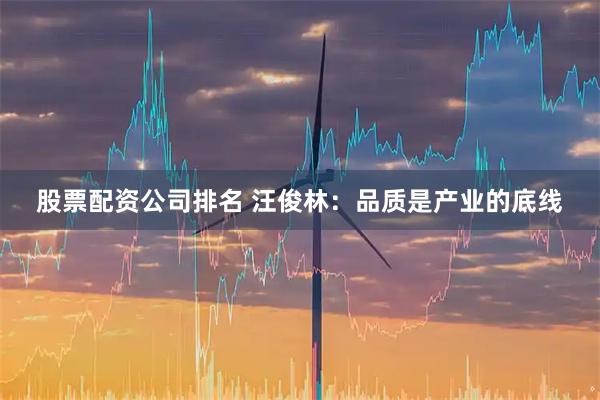 股票配资公司排名 汪俊林：品质是产业的底线